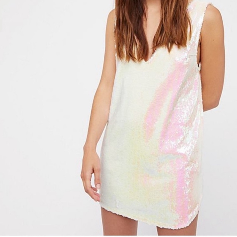 free people intimates white opal sequin tank dress